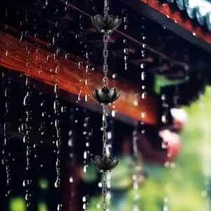 120CM Lotus Rain Catcher Chain Decorative Rain Chain Outdoor Garden Hanging Rain Catcher Cups for Gutters Outside